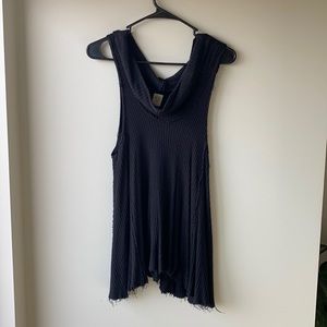 Free People Boho Waffle Weave Flowy Tank with Cowl Neck